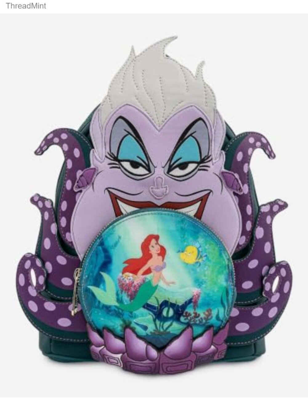 Disney Villains Ursula Loungefly Shoulder Bag Faux Leather Purse with Chain